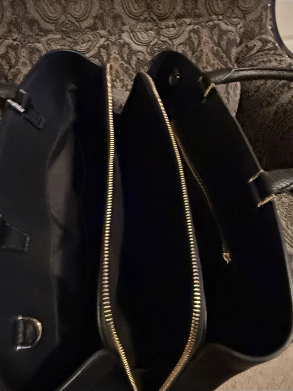 kate spade Black Pebbled Leather Satchel with Gold Accent